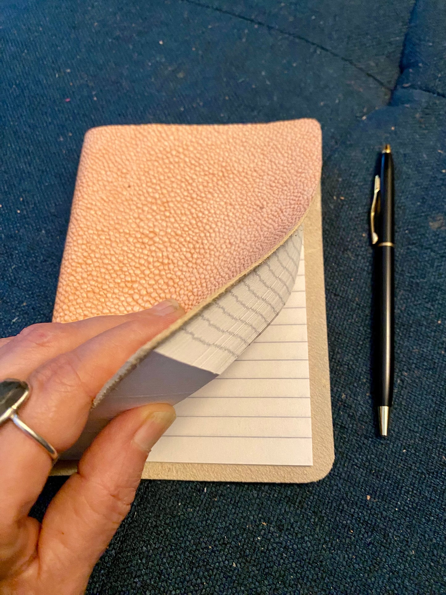 Perfecti Leather Notes Book -Salmon Shagreen embossed cow