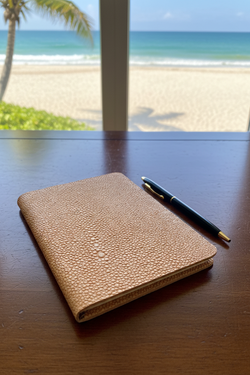 Perfecti Leather Notes Book -Salmon Shagreen embossed cow