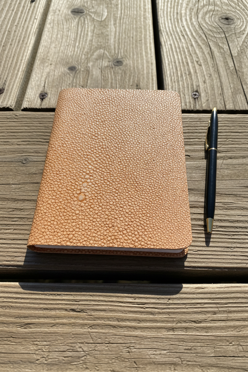 Perfecti Leather Notes Book -Salmon Shagreen embossed cow